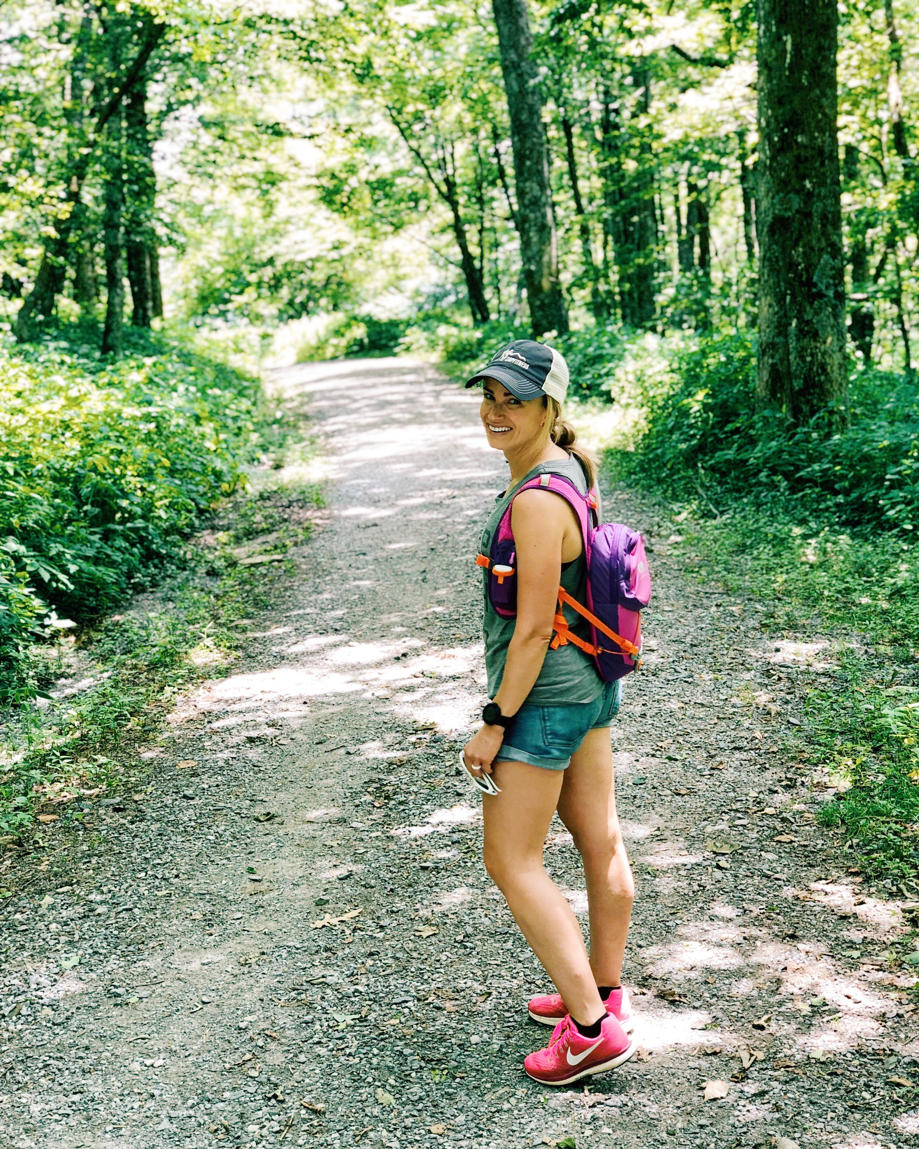 Woman hiking in Blowing Rock, North Carolina 