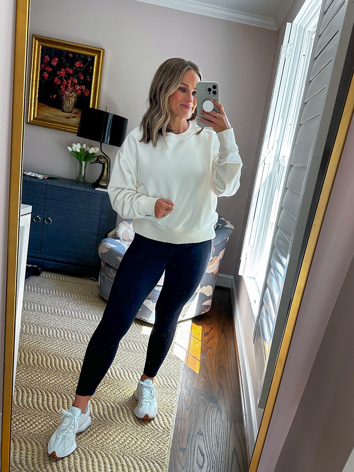 Woman wearing Zella Plush Ottoman Sweatshirt