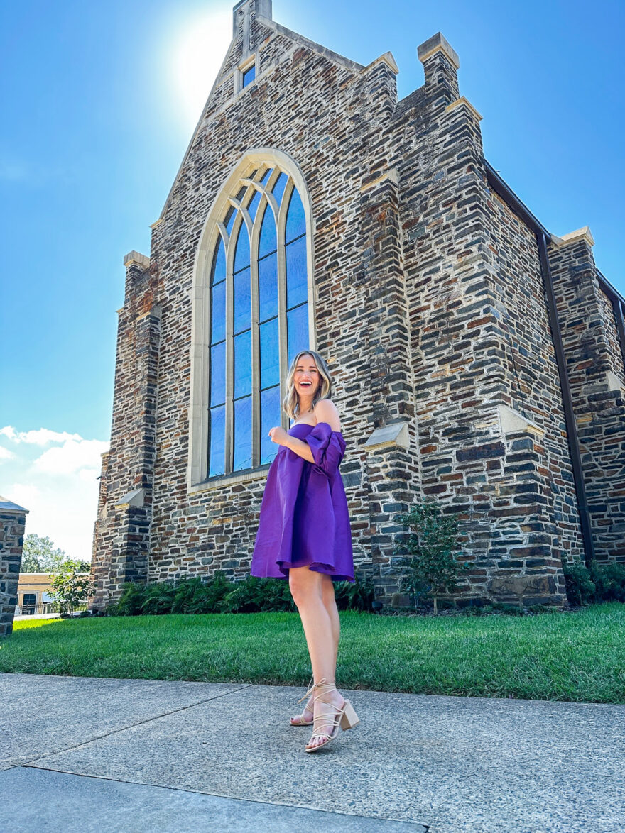 Woman wearing Purple Gitta Mini Dress