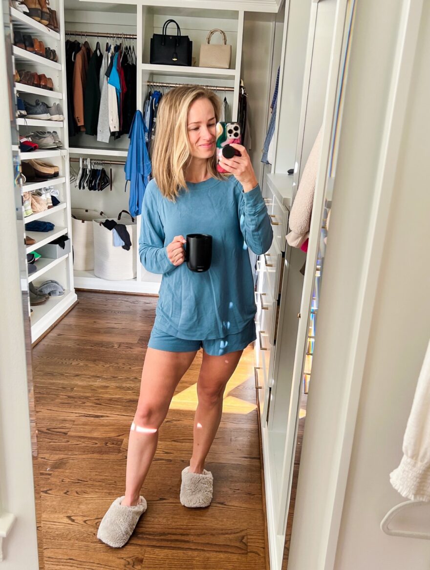 woman wearing Relax Shorts Set in Steel Blue