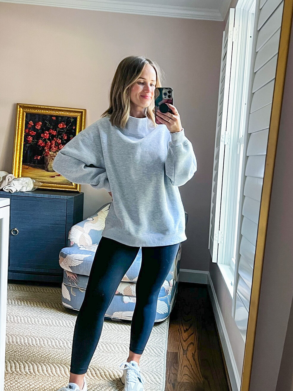 woman wearing Oversized Turtleneck Sweatshirt 