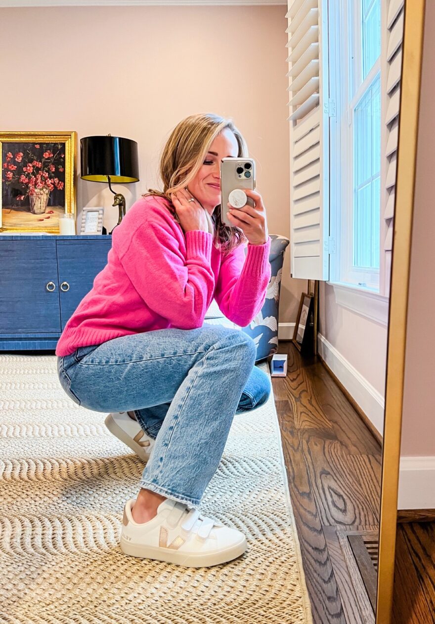 TeriLyn Adams wearing Carter Super Soft Essential Crewneck Sweater from amazon sweaters