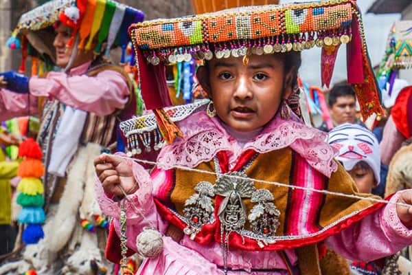 small girl at inti raymi festival