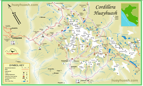 Cordillera Huayhuash Trek - Map of Cordillera Huayhuash