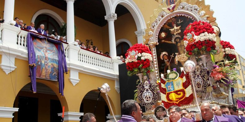 procession for El Señor de los Milagros in Lima Peru