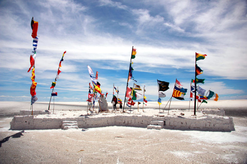 Uyuni flags- Bolivia in South America
