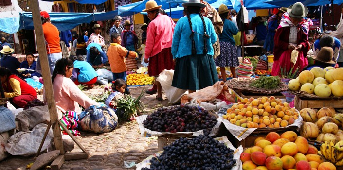 Fruit stand at local market in Cusco, Peru