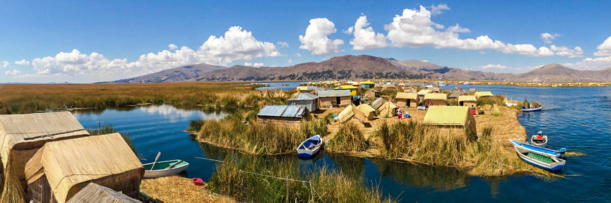 Floating Reed Islands in the middle of Lake Titicaca