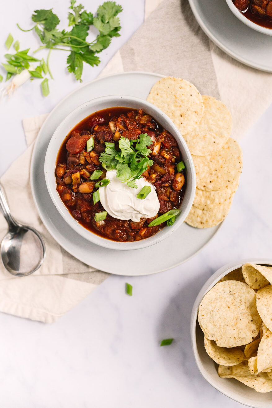 My Famous Three Bean Vegetarian Chili