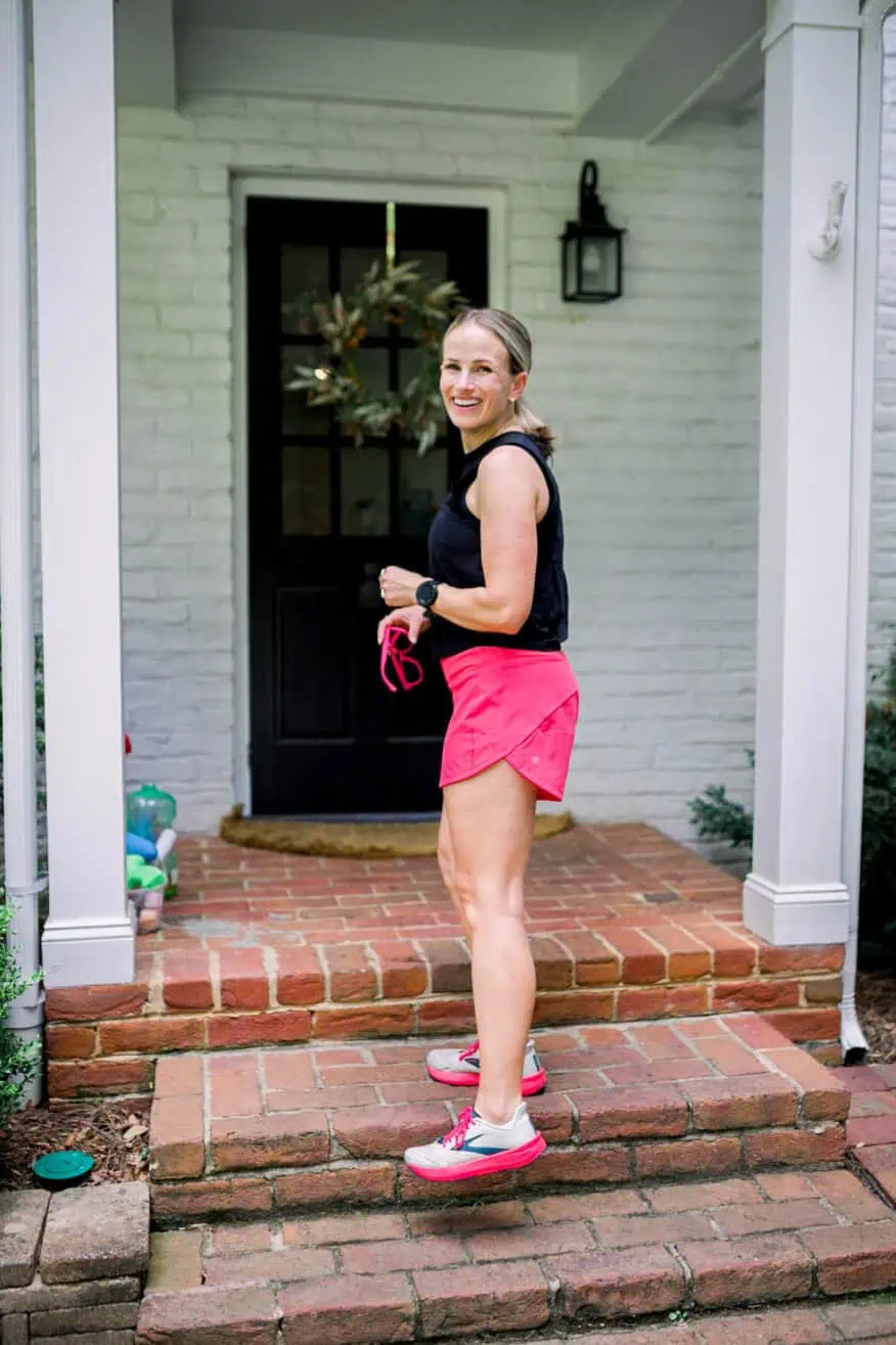 Woman walking in Brooks running shoes