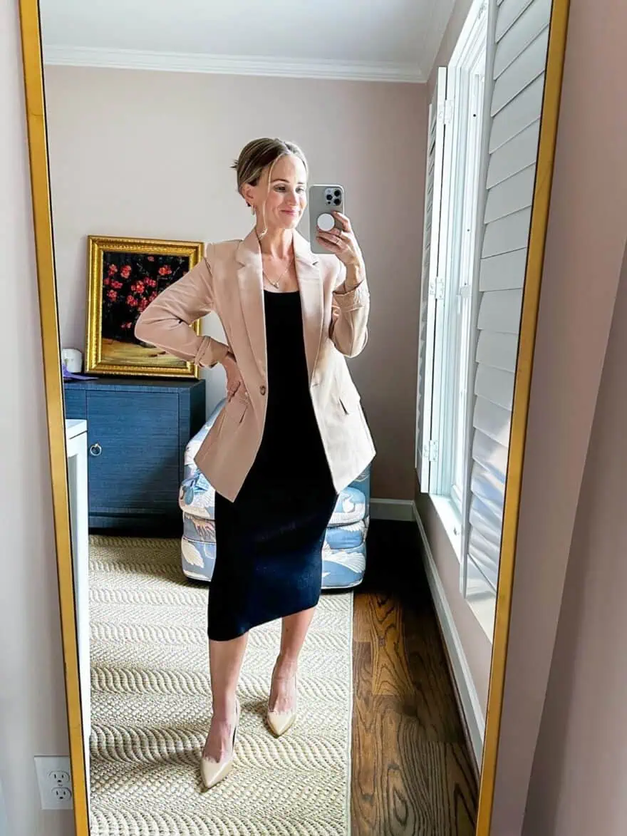 Woman wearing Blake Long Blazer